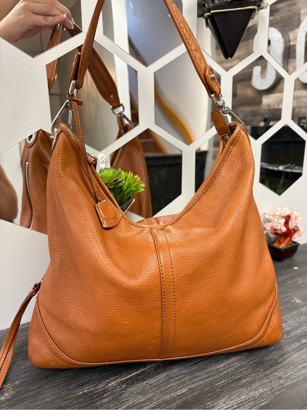 Banana Republic Cognac Leather Shoulder Hobo